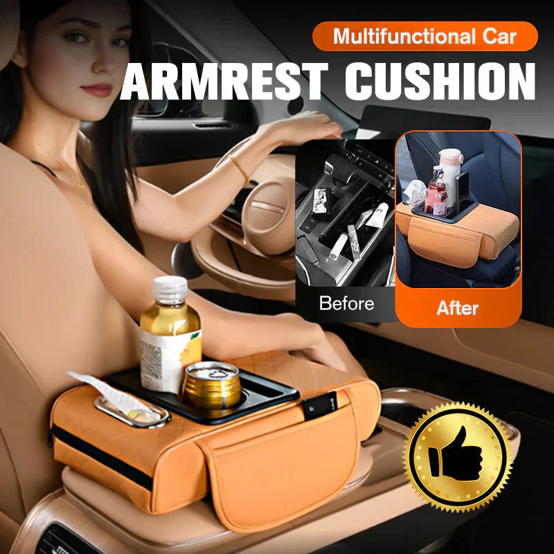 Integrated multifunctional car armrest increase with pressure compensation